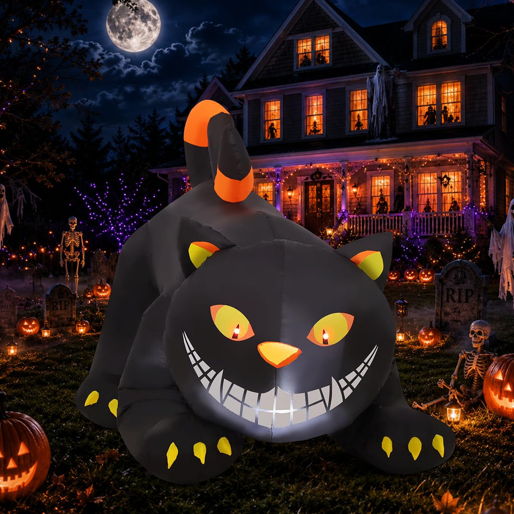 6 FT Halloween Inflatable Black Cat with LED Lights V5800