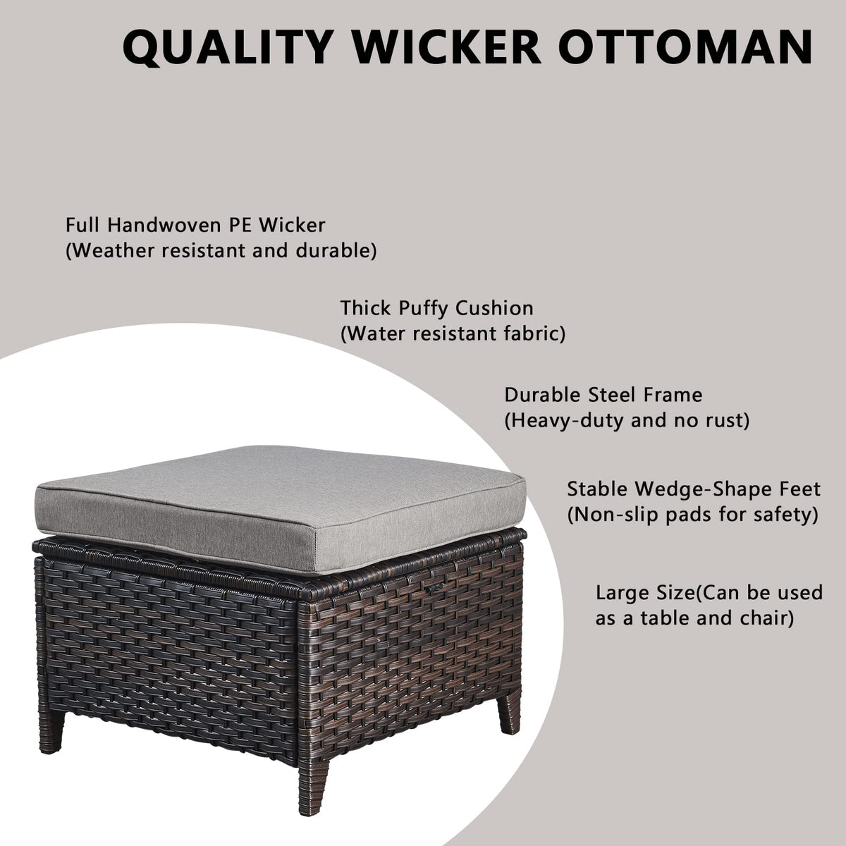5 Piece Rattan Wicker Patio Furniture Set with Swivel Rocker Chairs Ottomans and Sofa E9921