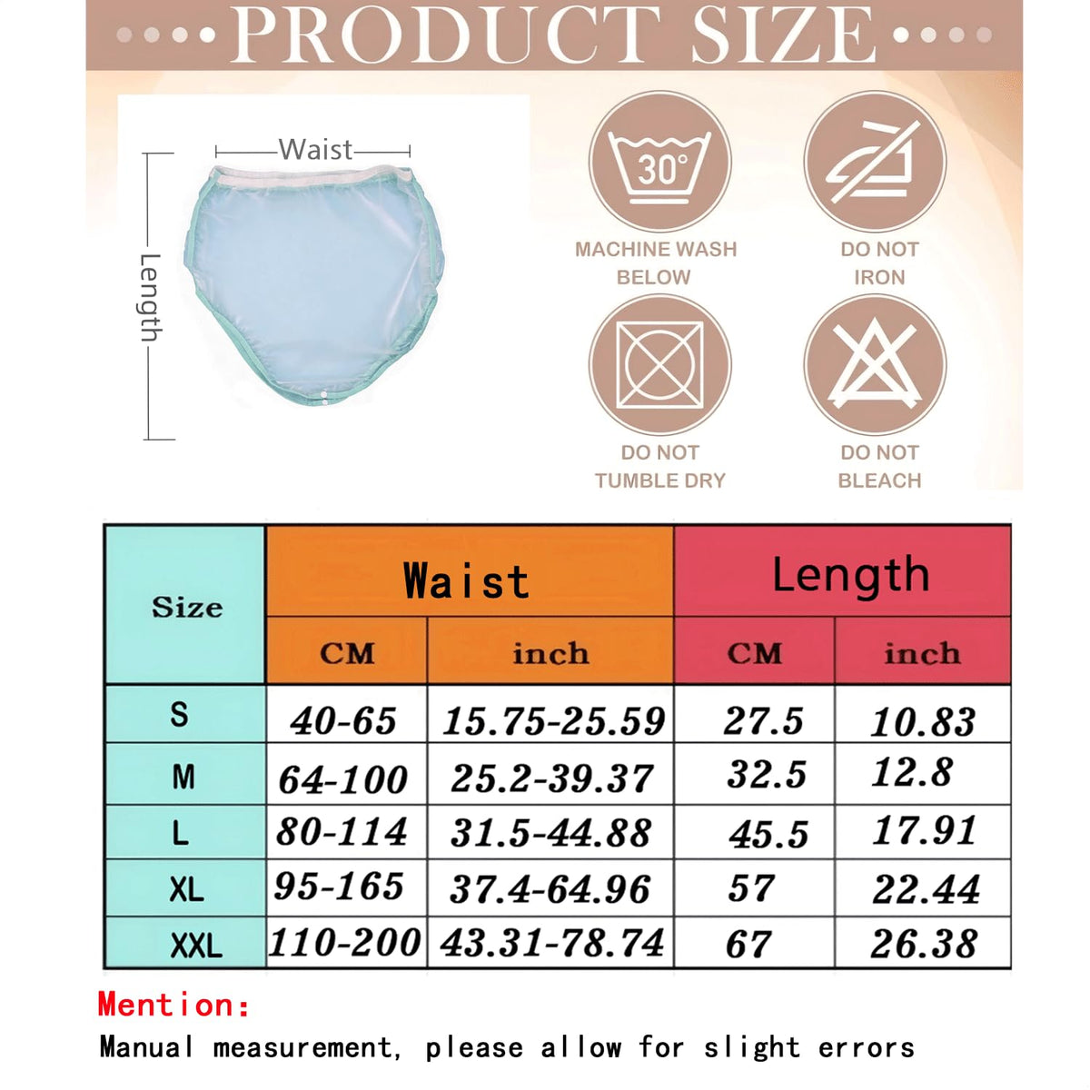 Plastic Waterproof Incontinence Underwear Size XL V836067