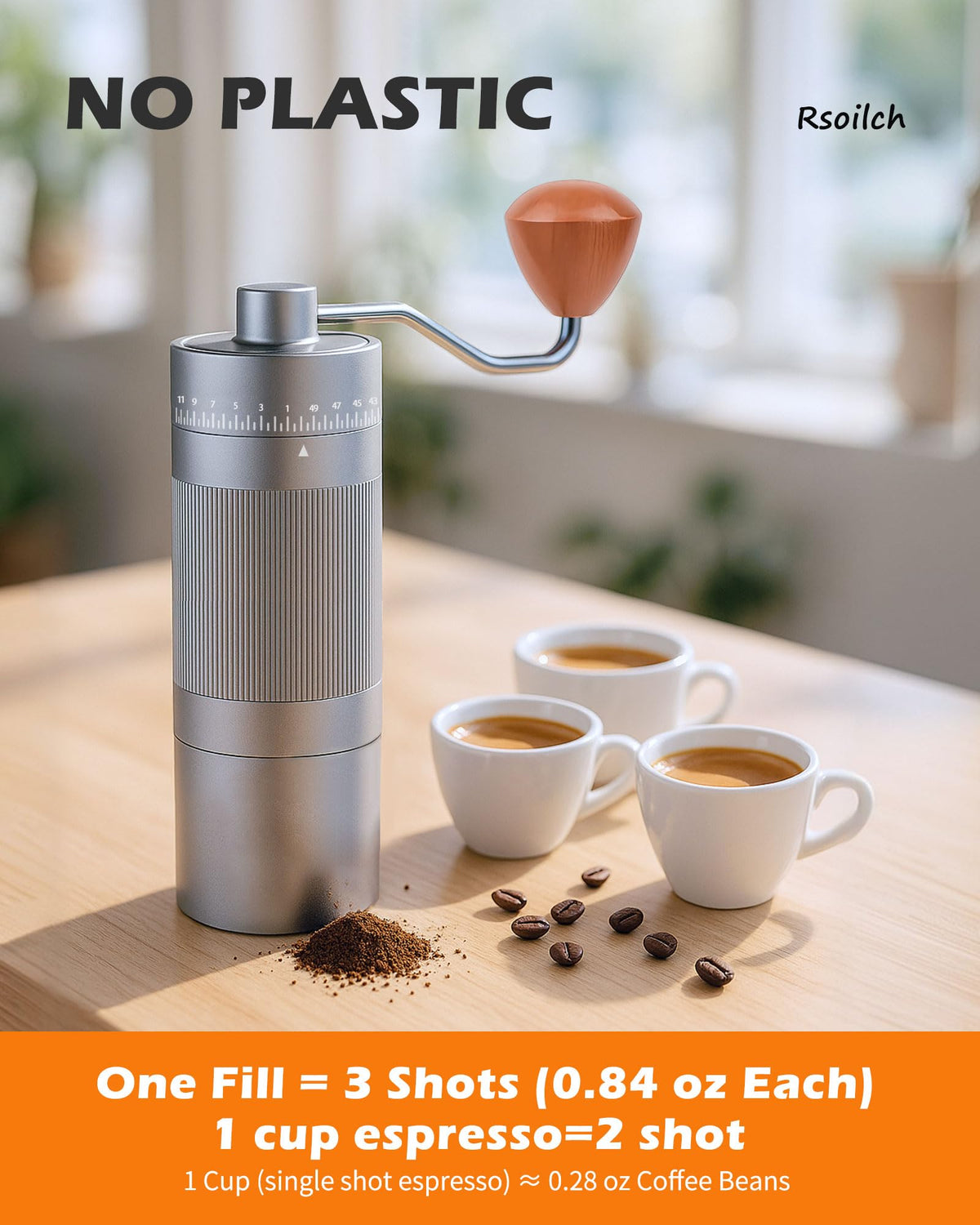 Manual Stainless Steel Conical Burr Coffee Grinder Y651