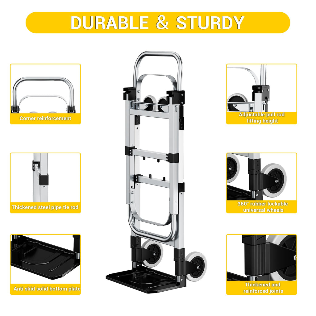 3 in 1 Folding Hand Truck 600lbs Capacity Heavy Duty K41875