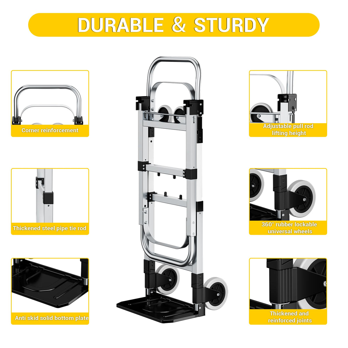 3 in 1 Folding Hand Truck 600lbs Capacity Heavy Duty K41875