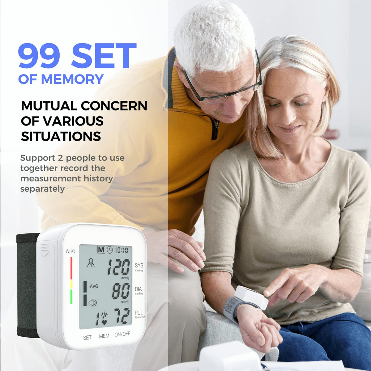 White Wrist Blood Pressure Monitor with Carrying Case Q3954