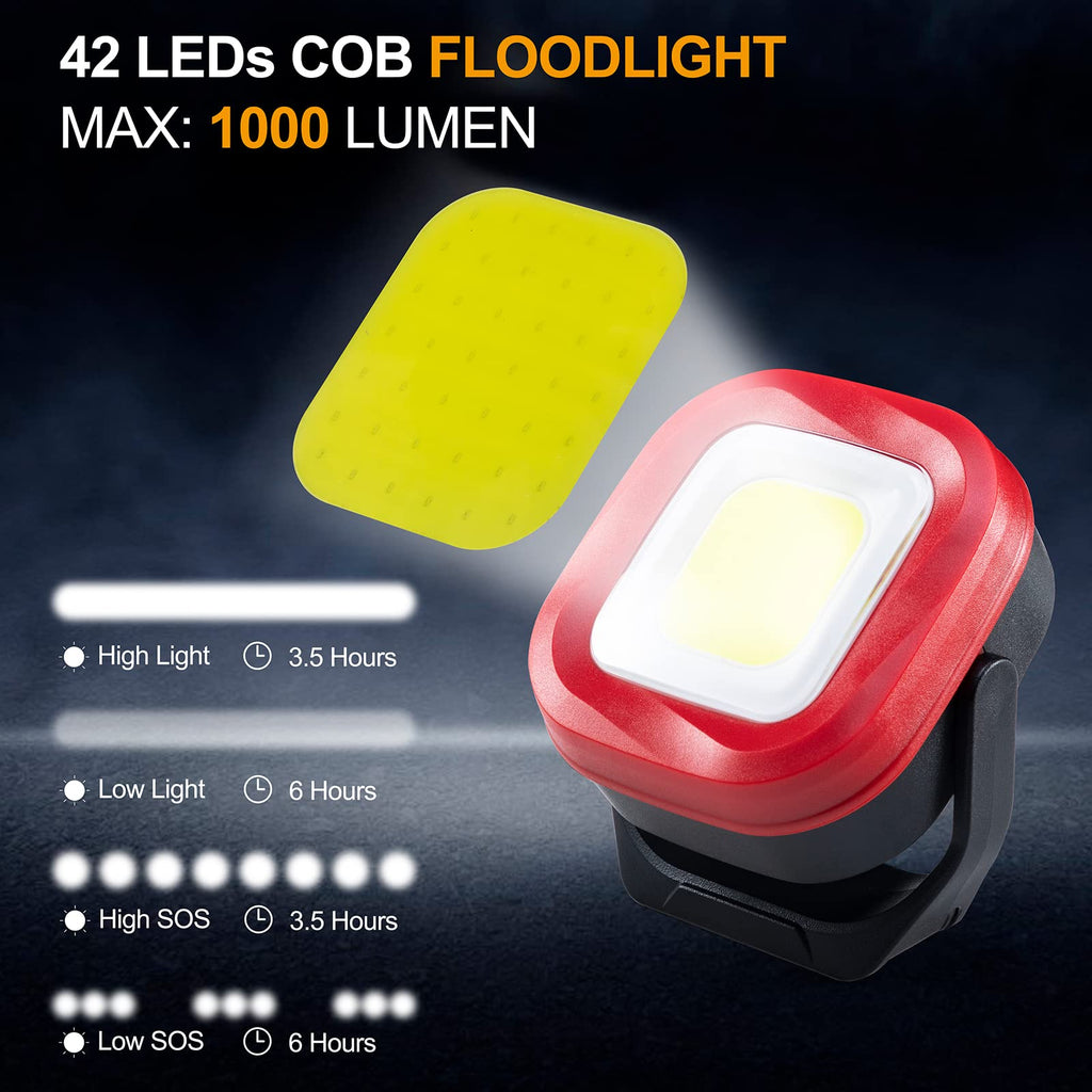 Magnetic Work Light, 42 LEDs 1000 Lumens Rechargeable Portable Inspection Light (2 PCS) I438540
