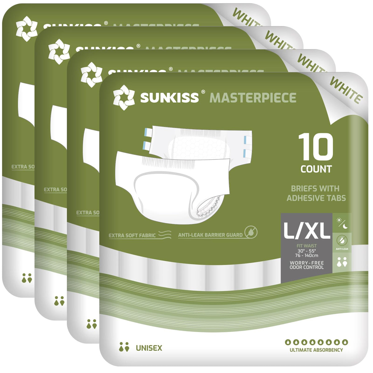 Adult Diapers with Tabs, L/XL, White, 40 Count Q52718