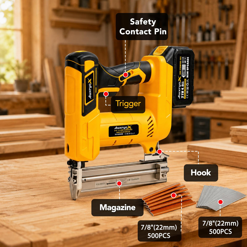 Cordless Brad Nailer 2-in-1 18 Gauge Electric Nail Gun Kit V88327