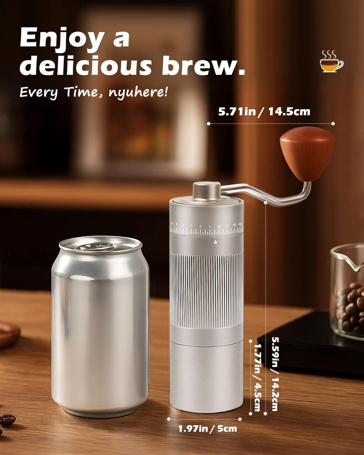Manual Stainless Steel Conical Burr Coffee Grinder Y651