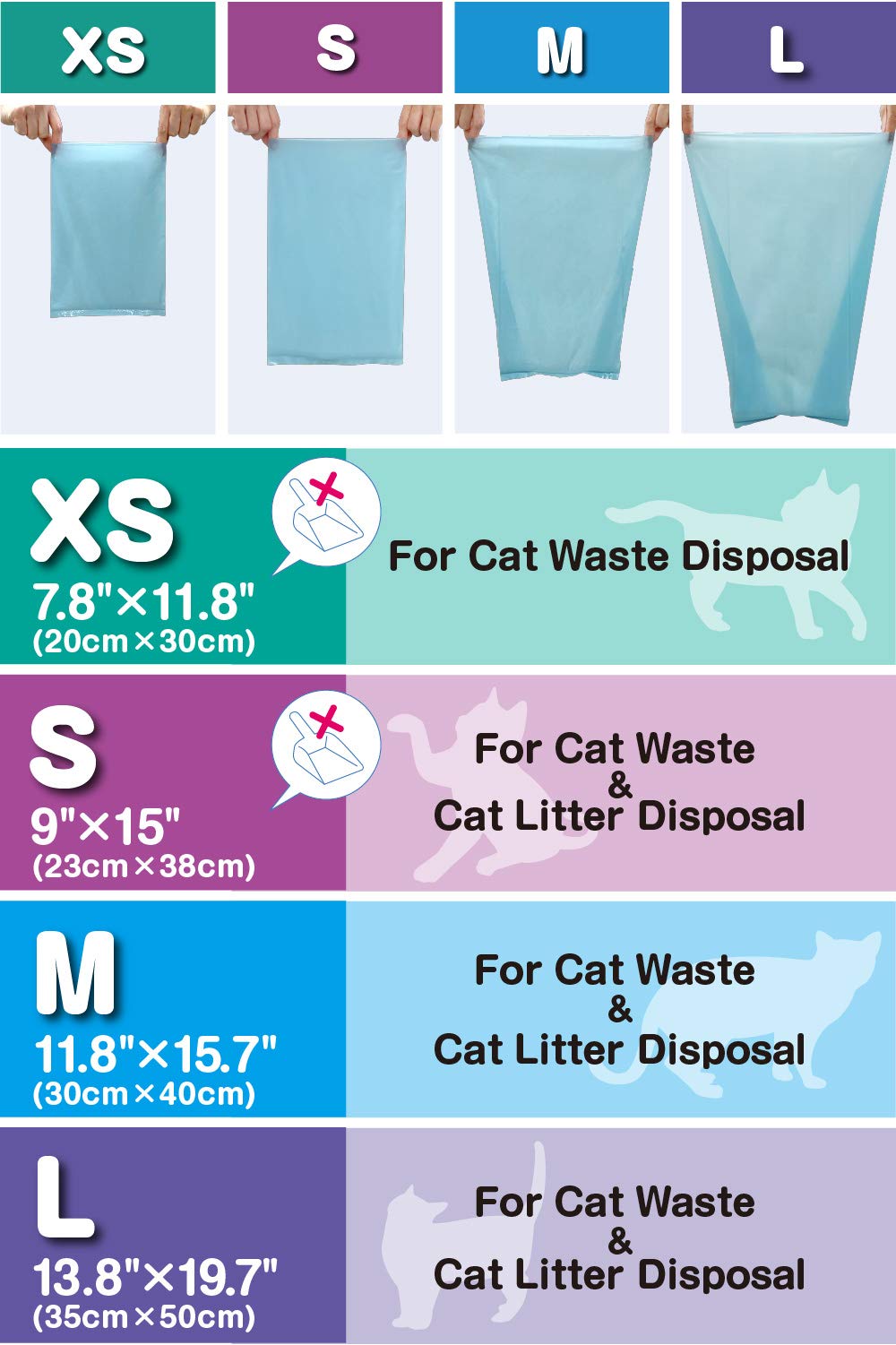 Unscented Cat Waste Disposal Bags 60 Count Pack of 3 I48557