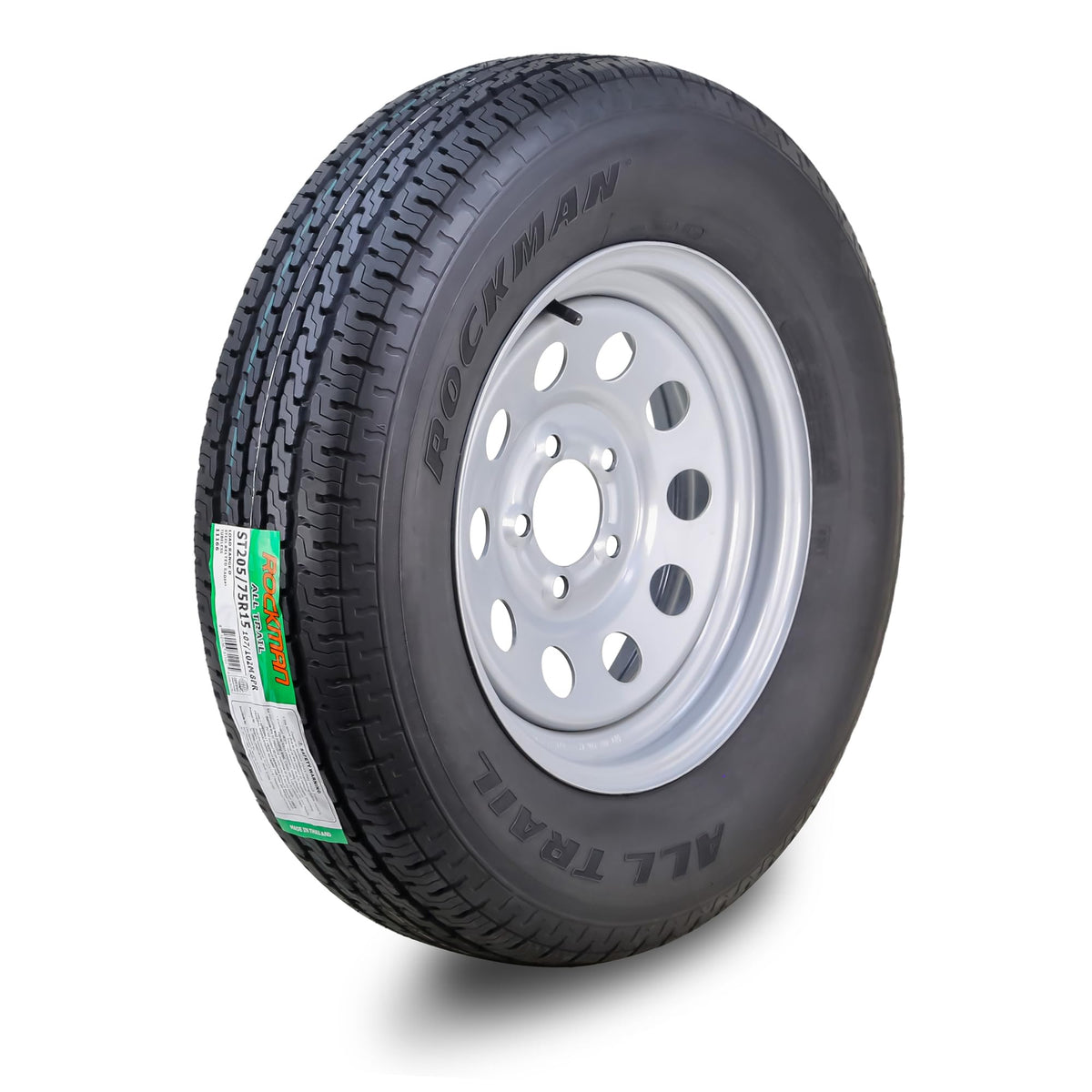 Trailer Tire Wheel ST205/75R15 8PR D 107M 5X4.5" PCD Silver Mod Rim Y7143