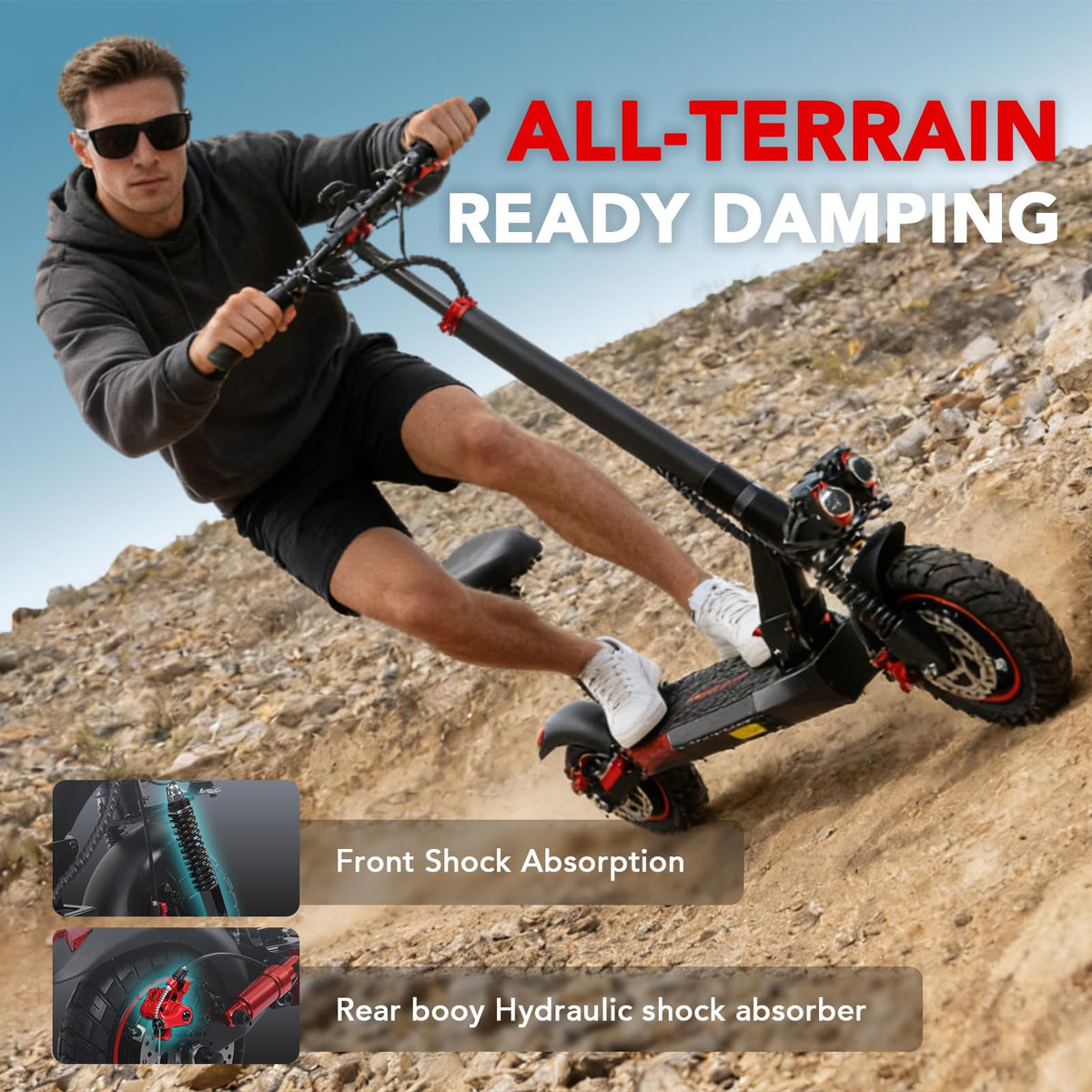 Electric Scooter with Seat, 1200W Motor, 28 MPH Top Speed W658155