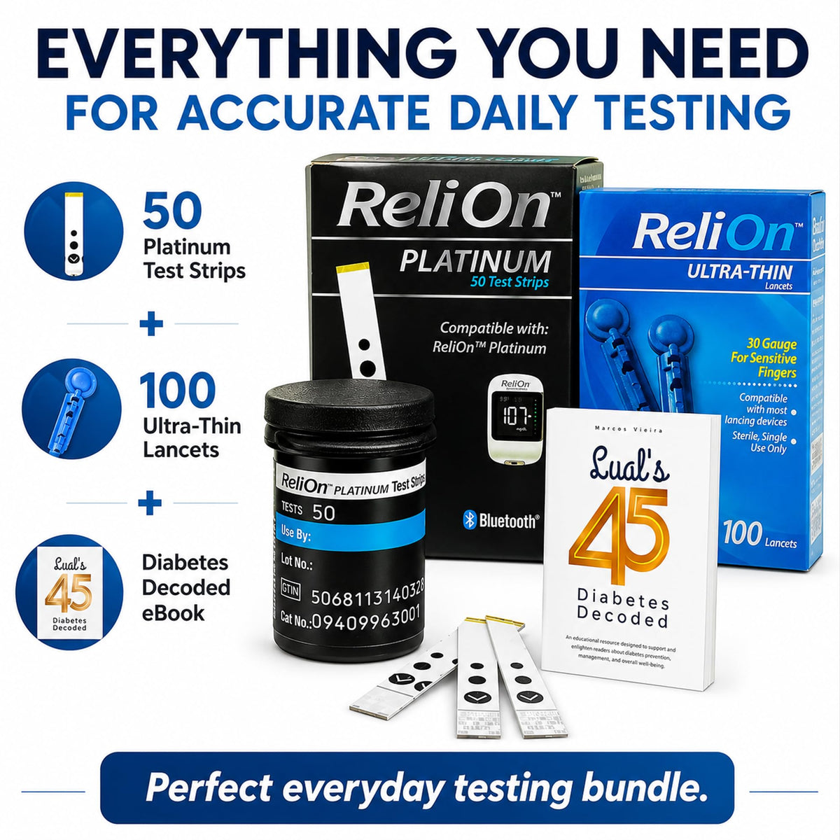Test Strips 50 count + Lancets for Glucose Monitor Kit J18299