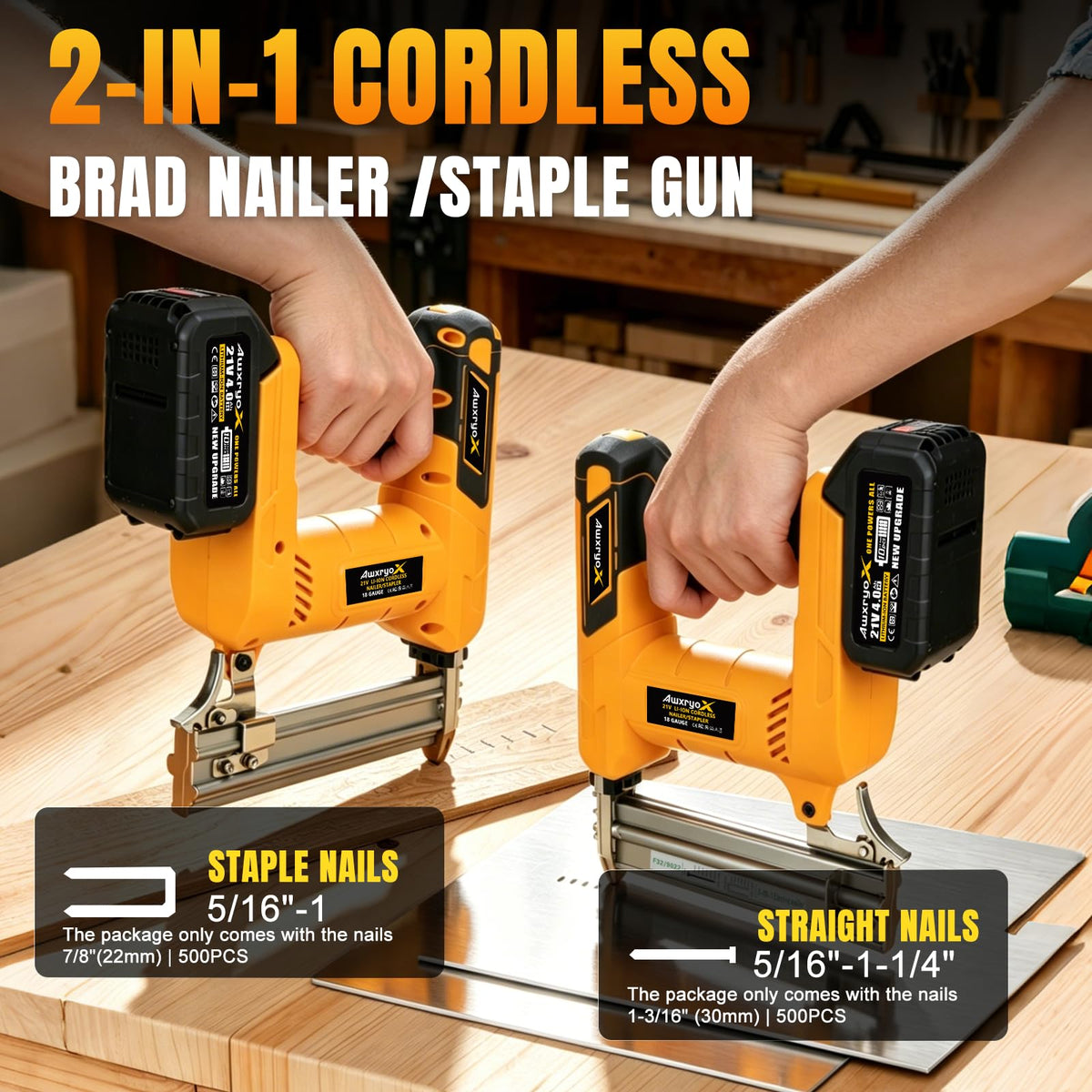 Cordless Brad Nailer 2-in-1 18 Gauge Electric Nail Gun Kit V88327