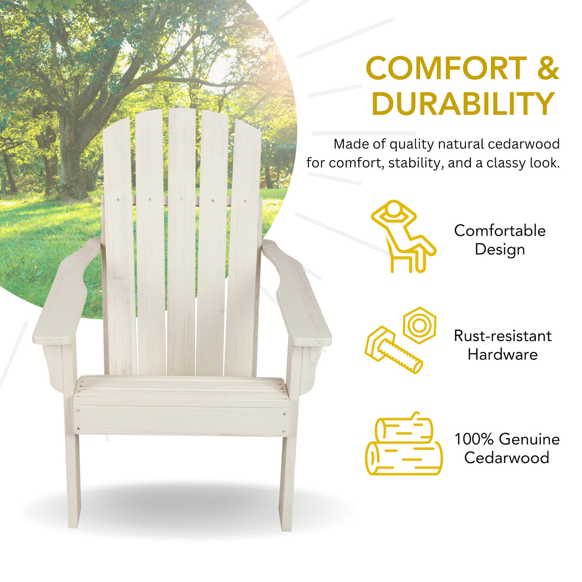 Eggshell White Wooden Adirondack Chair G72566