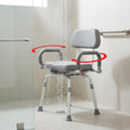 Gray Pivoting Shower Chair with Padded Back and Arms U1397