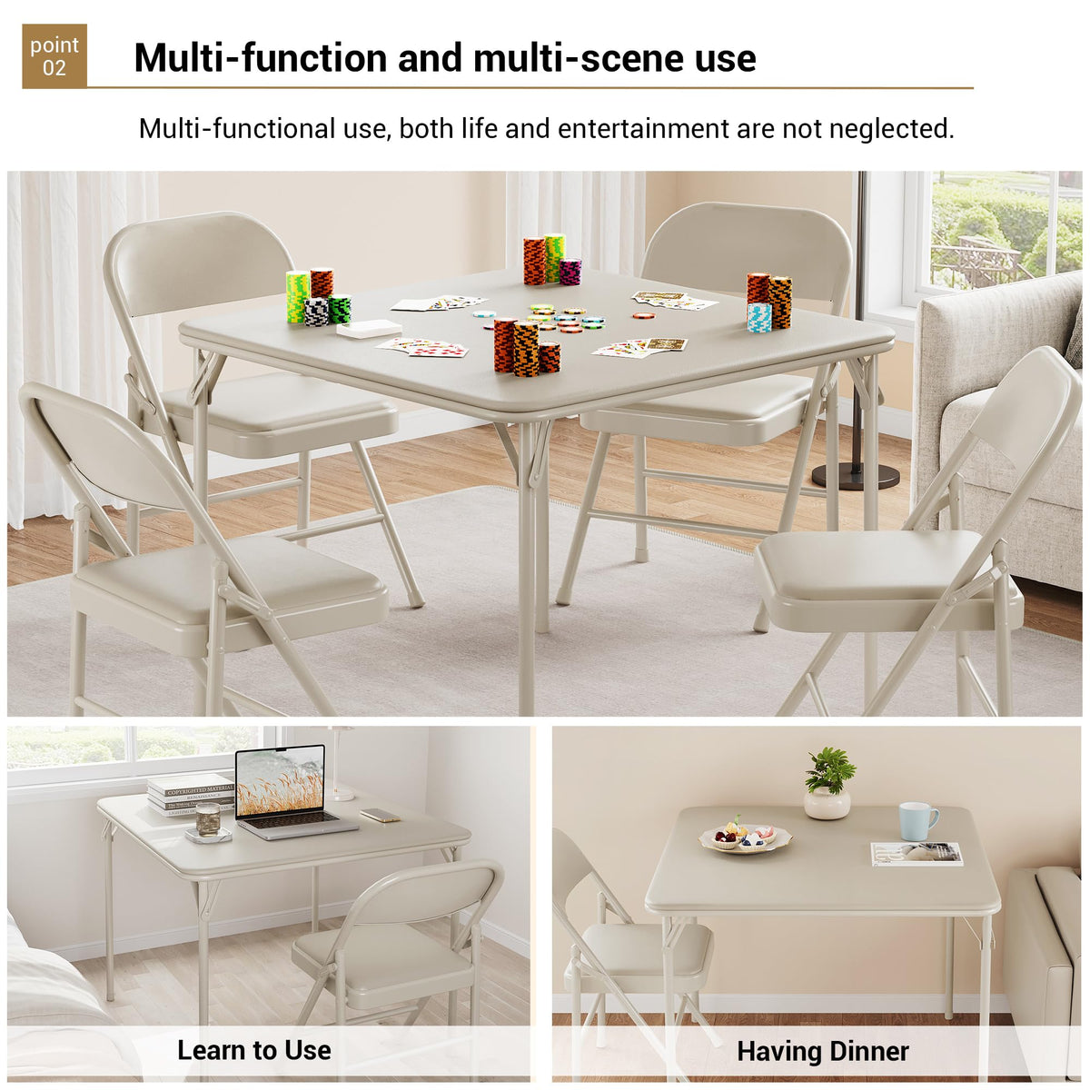 Beige Folding Card Table W970669