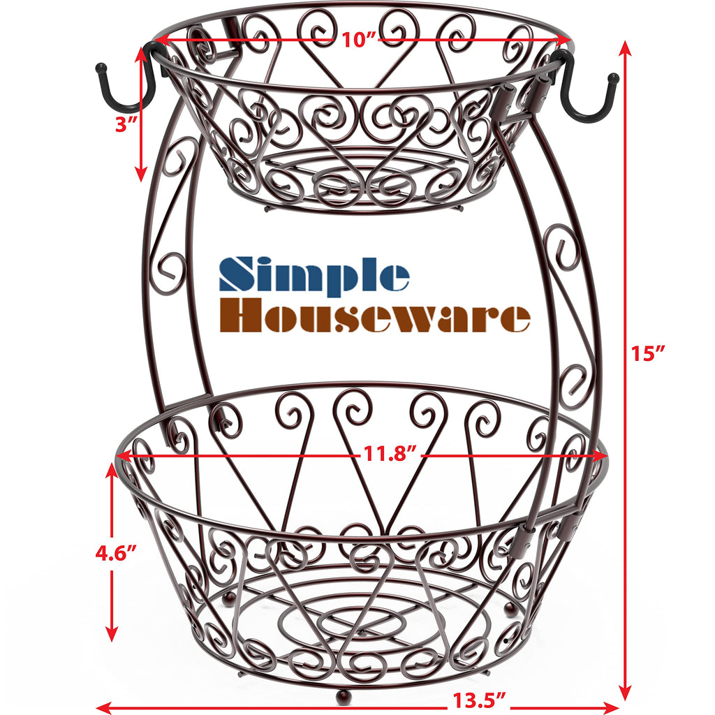 2-Tier Countertop Fruit Basket Bowl Storage N308