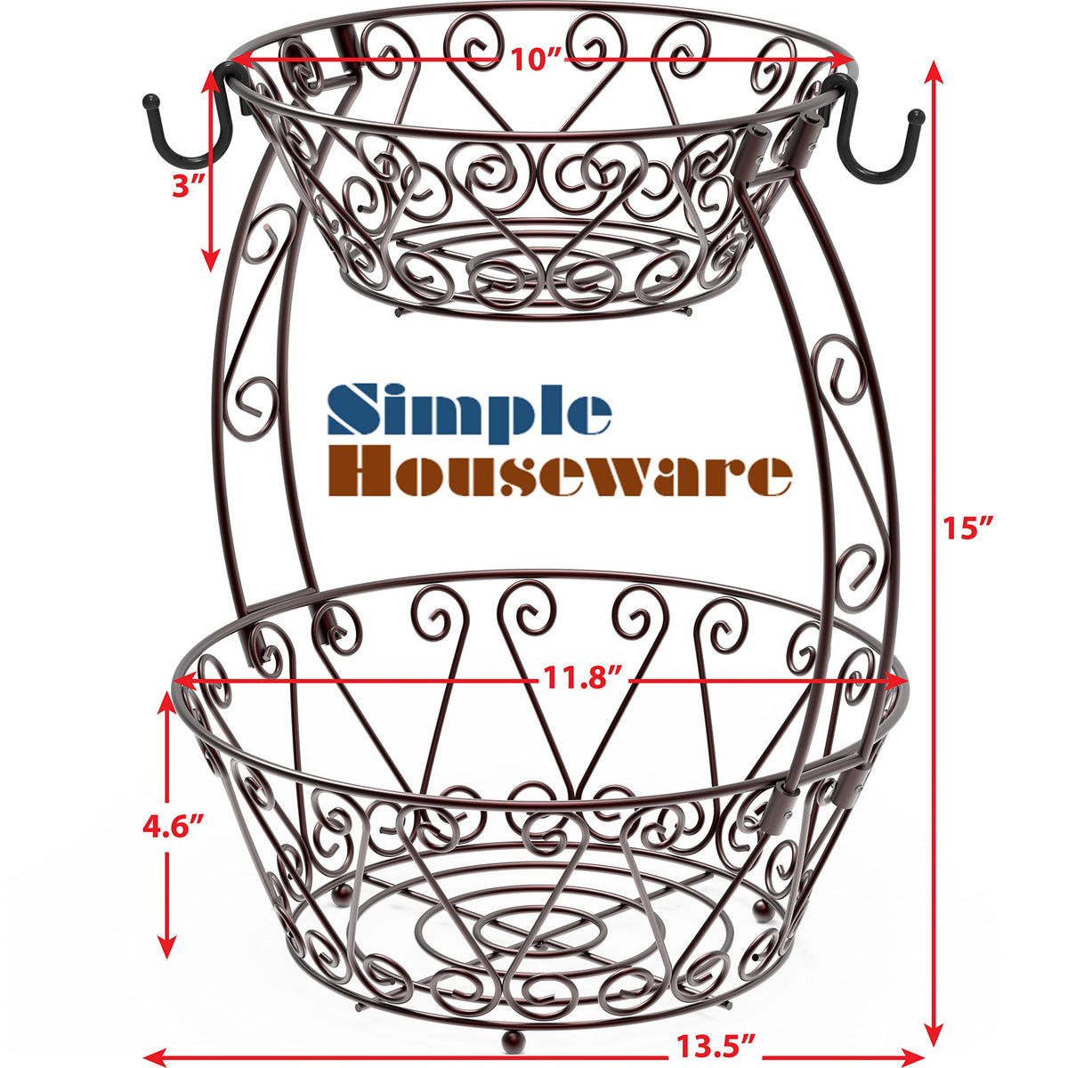 2-Tier Countertop Fruit Basket Bowl Storage N308