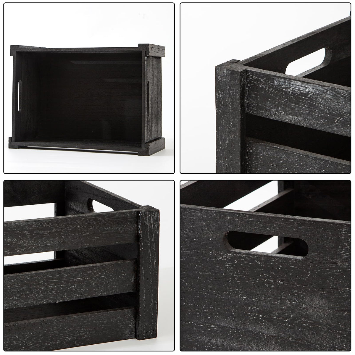 Set of 3 Nesting Wooden Crates with Handles N74679