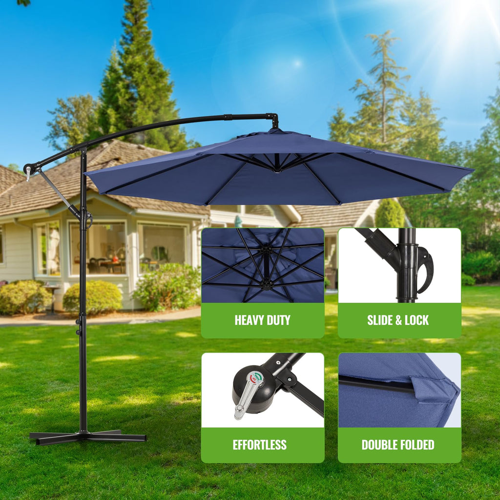 10ft Offset Hanging Patio Umbrella with Crank Lift & Tilt W35333