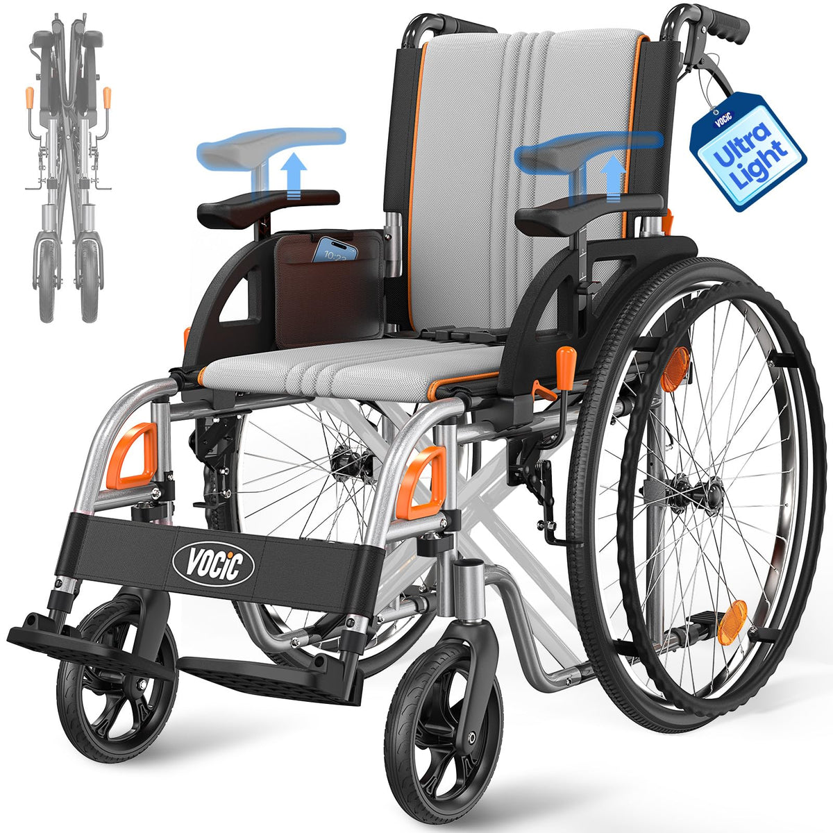 Ultra Lightweight Foldable Wheelchairs 23lb Frame H10034
