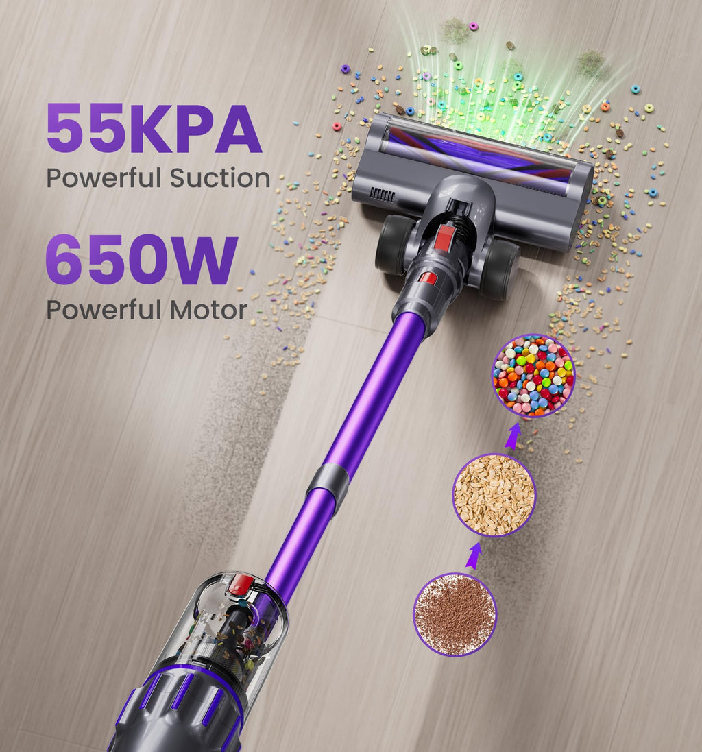 650W 55KPA Cordless Stick Vacuum with Smart Display X4945