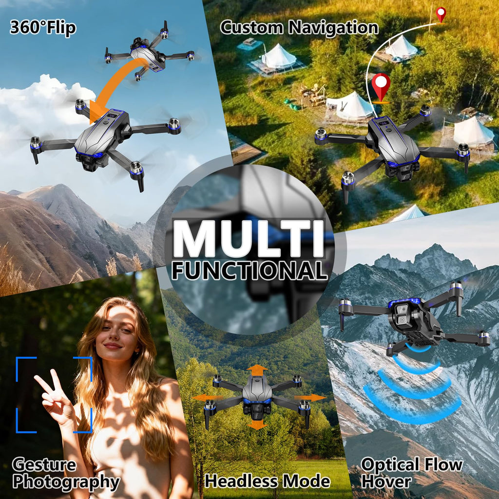 Foldable Mini FPV Drone with 1080P Camera, Carrying Case, 2 Batteries E1858