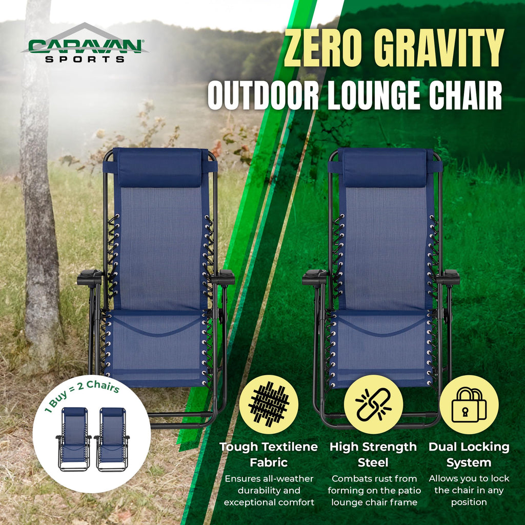 Blue 2 Pack Zero Gravity Folding Recliner Lounge Chair N596
