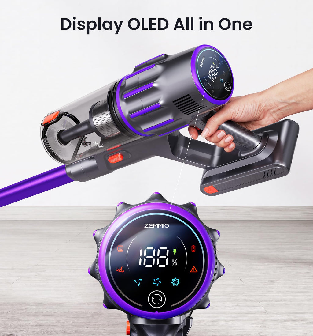650W 55KPA Cordless Stick Vacuum with Smart Display X4945