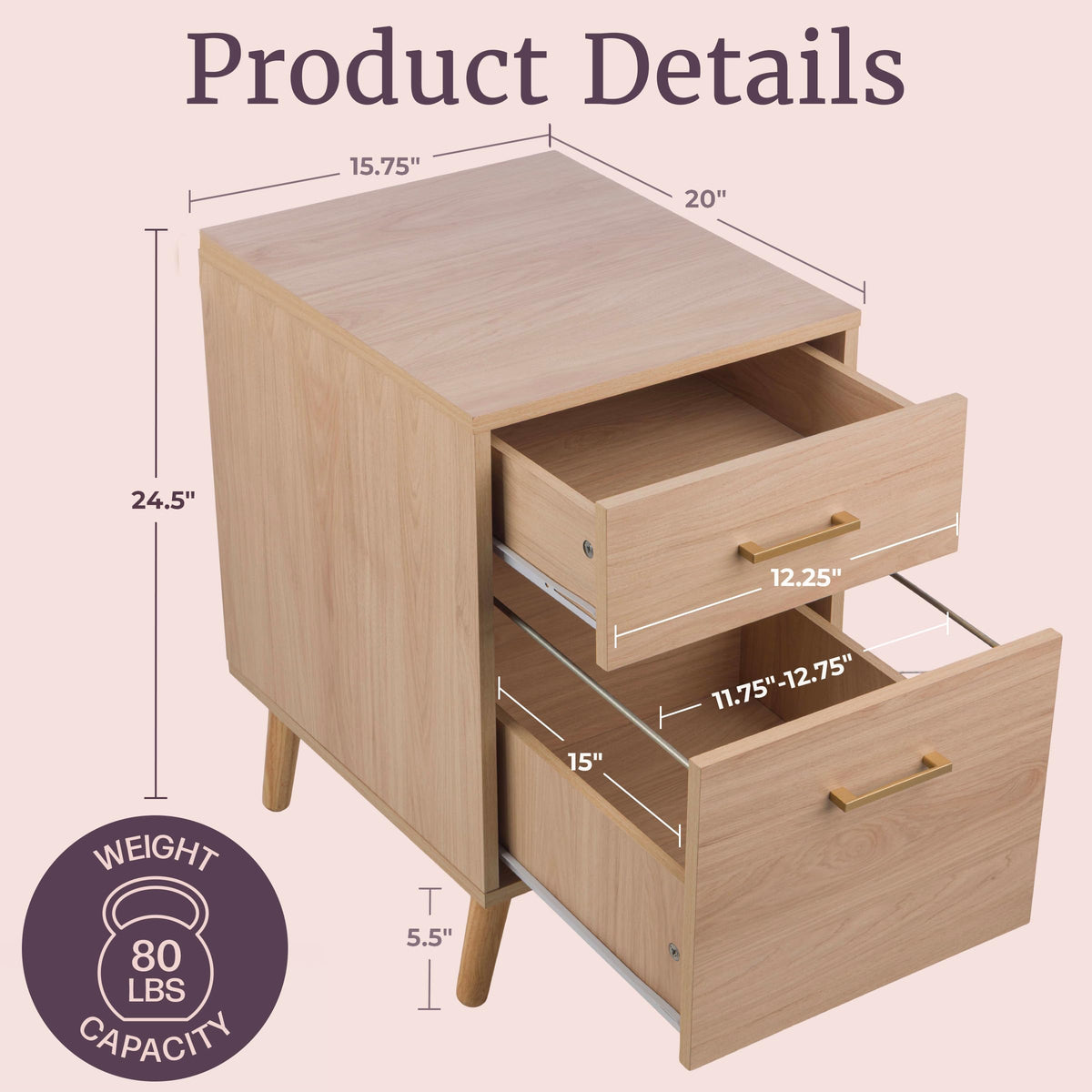 2 Drawer File Cabinet M6043