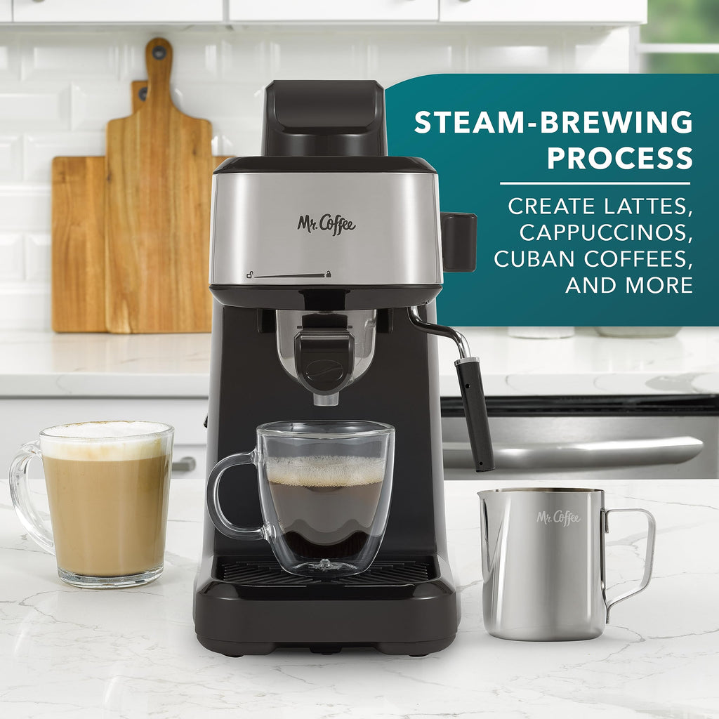 4-Shot Steam Espresso Cappuccino and Latte Maker with Stainless Steel Frothing Pitcher F874659