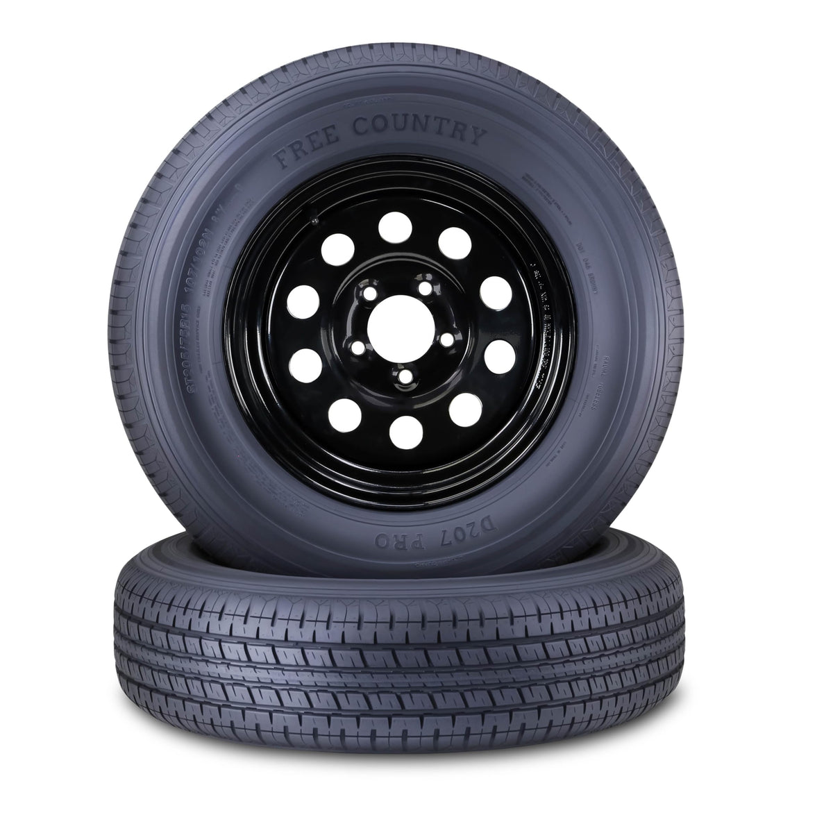 Trailer Tire Wheel ST205/75R15 8PR D 107N 5X4.5 Black Mod Pk2 M340