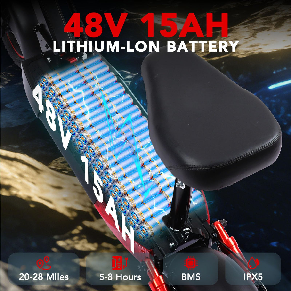Electric Scooter with Seat, 1200W Motor, 28 MPH Top Speed W658155