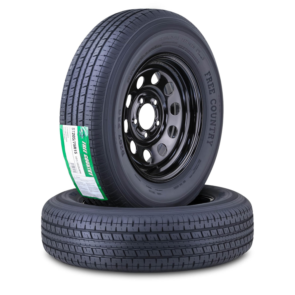 Trailer Tire Wheel ST205/75R15 8PR D 107N 5X4.5 Black Mod Pk2 M340