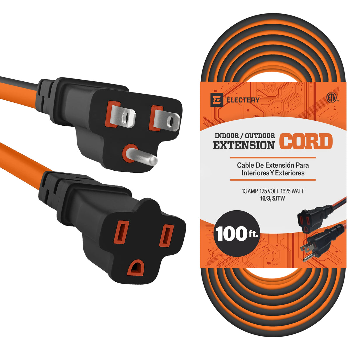 Orange 100 Ft 16/3 SJTW Outdoor Extension Cord Y2481
