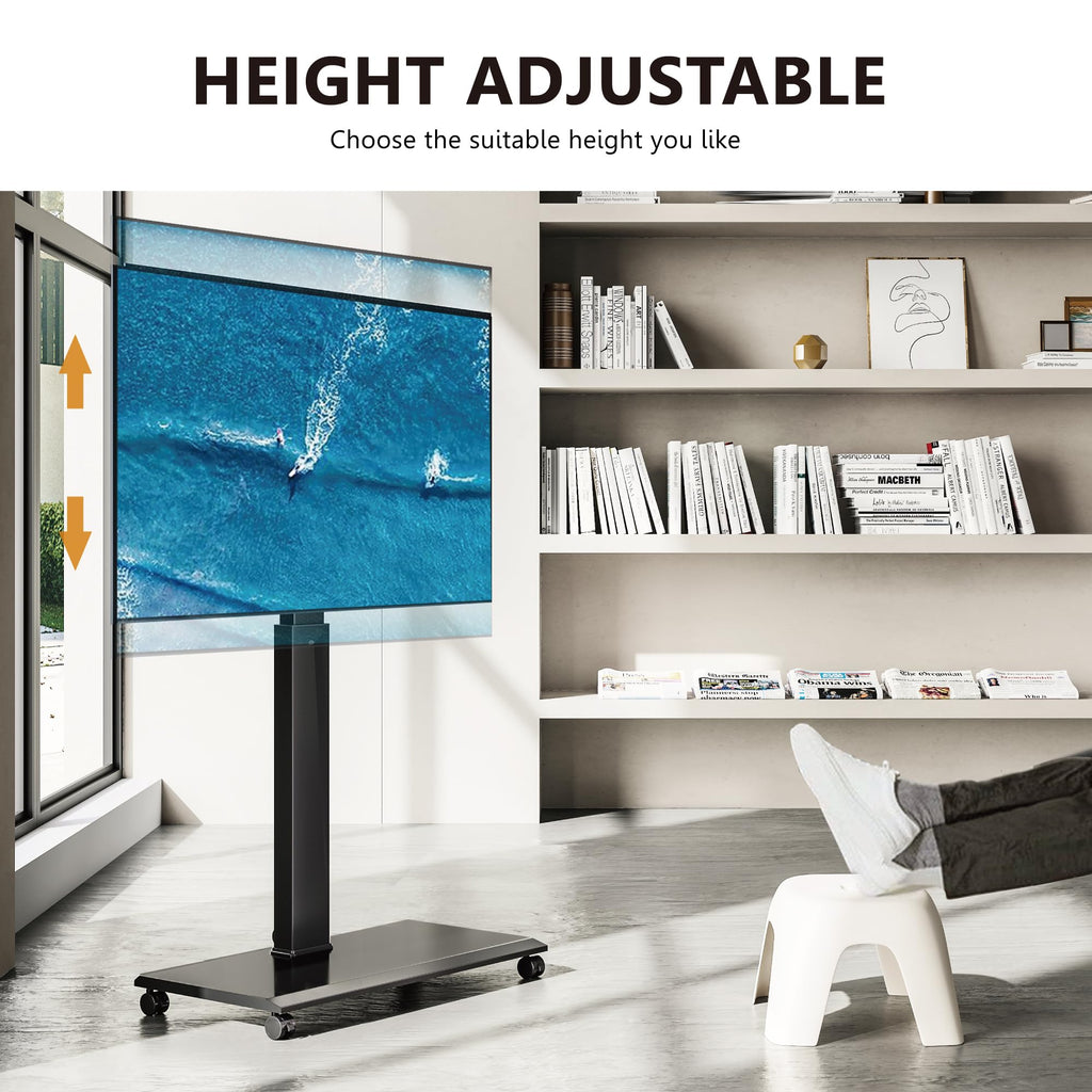 Rolling TV Stand with Rotation Function for 32-75 Inch TVs, Black T77733