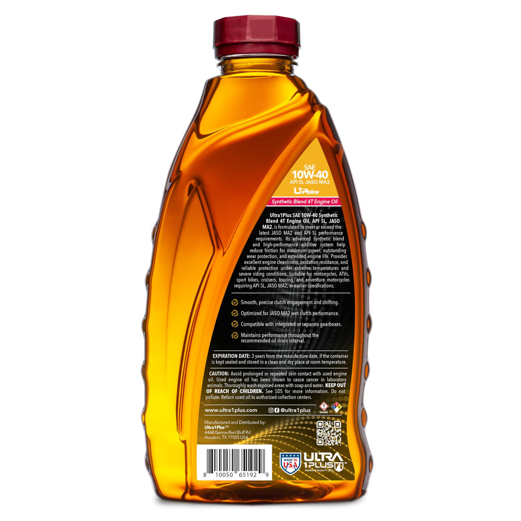 10W-40 Synthetic Blend Motorcycle Motor Oil 12 Quarts P698286