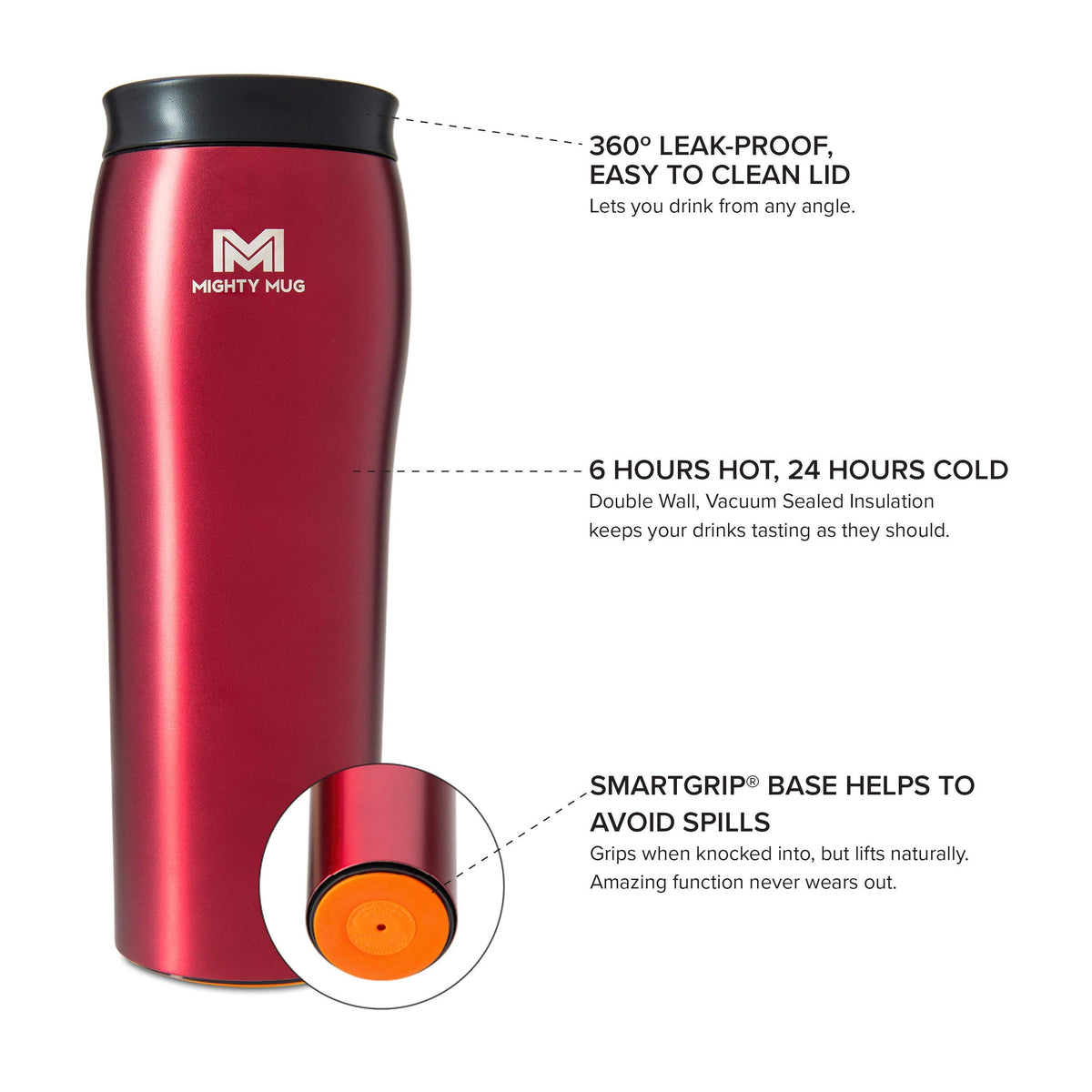 Silver Stainless Steel 16 oz Insulated Travel Mug D8776