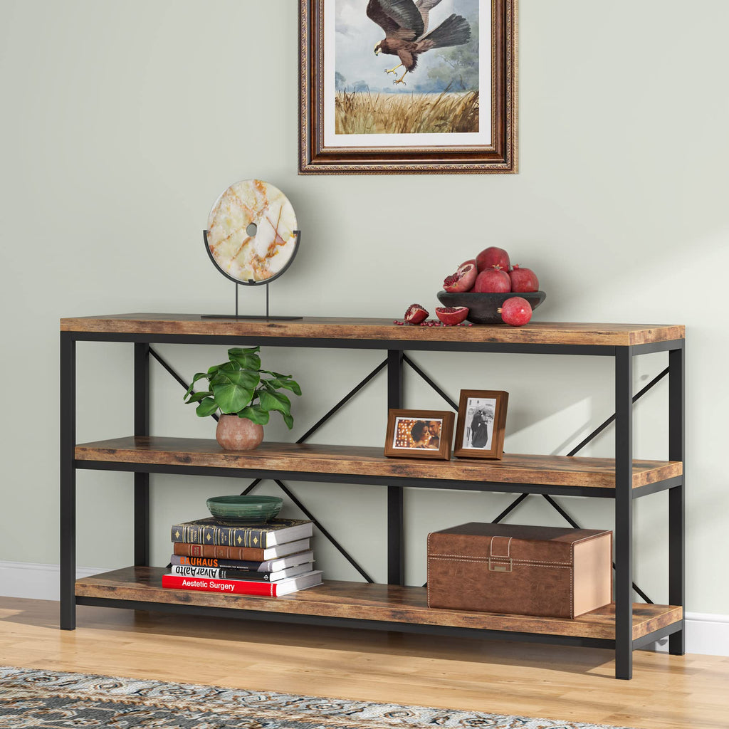 55 Inches 3 Tiers Console Table with Storage Shelves T5845