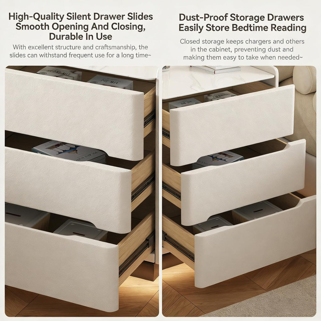 Dark Grey LED Nightstand with Wireless Charging B524
