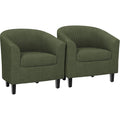 Corduroy Barrel Armchairs Set of 2 Dark Green U864