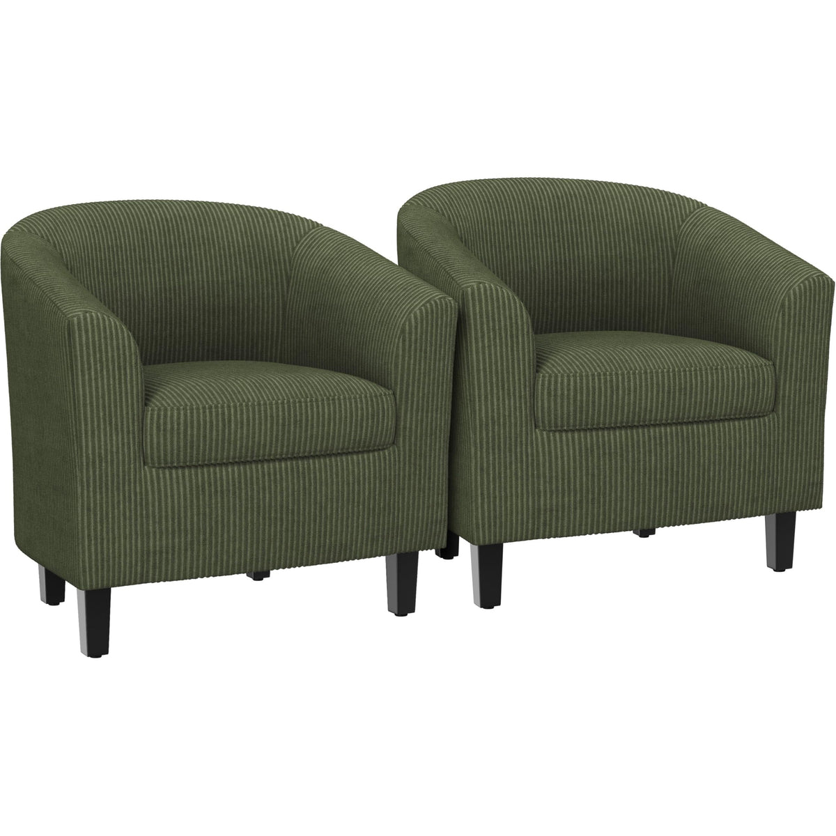 Corduroy Barrel Armchairs Set of 2 Dark Green U864
