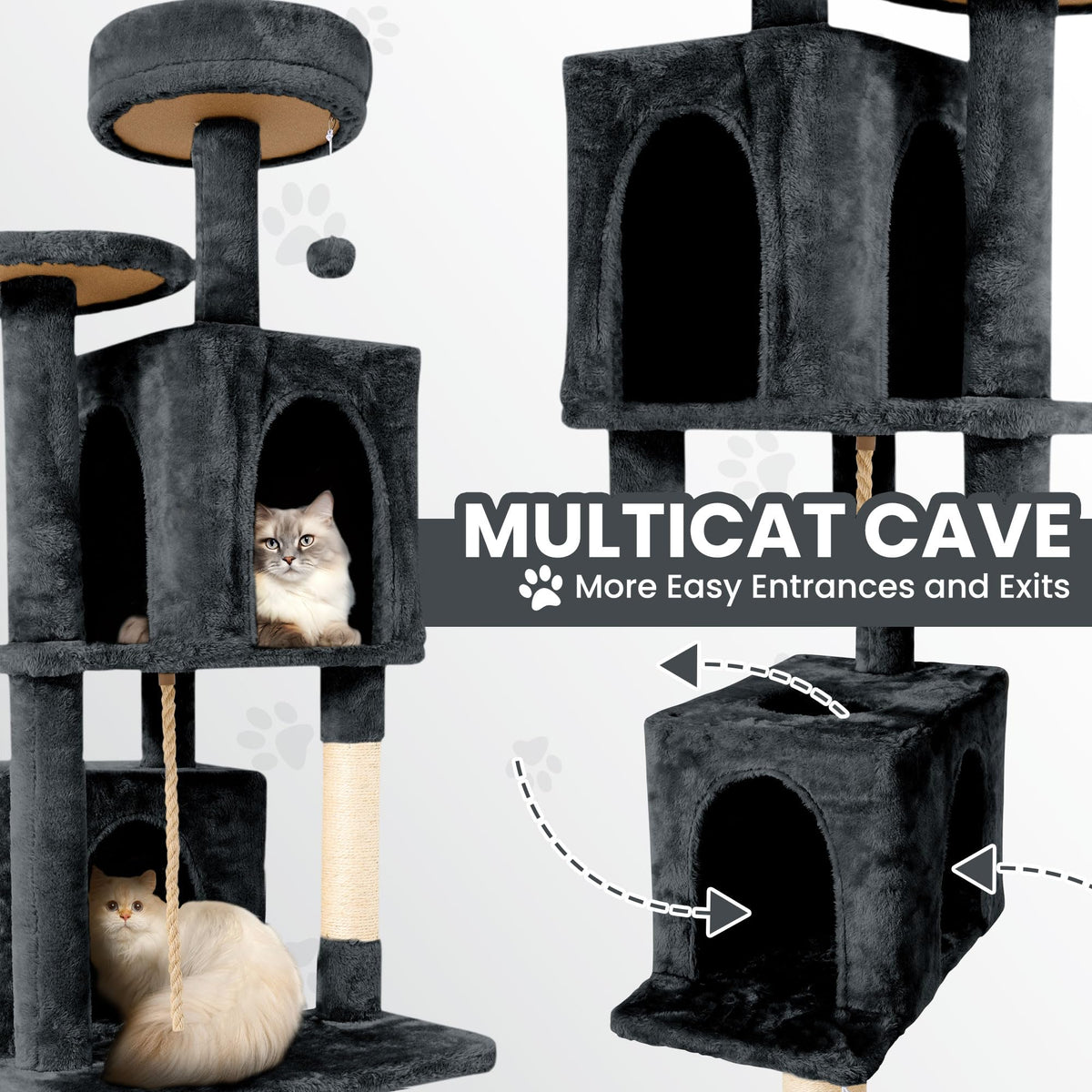 58.5inch Plush Multi-Level Cat Tree Tower with Cat Cave and Scratching Post Y485