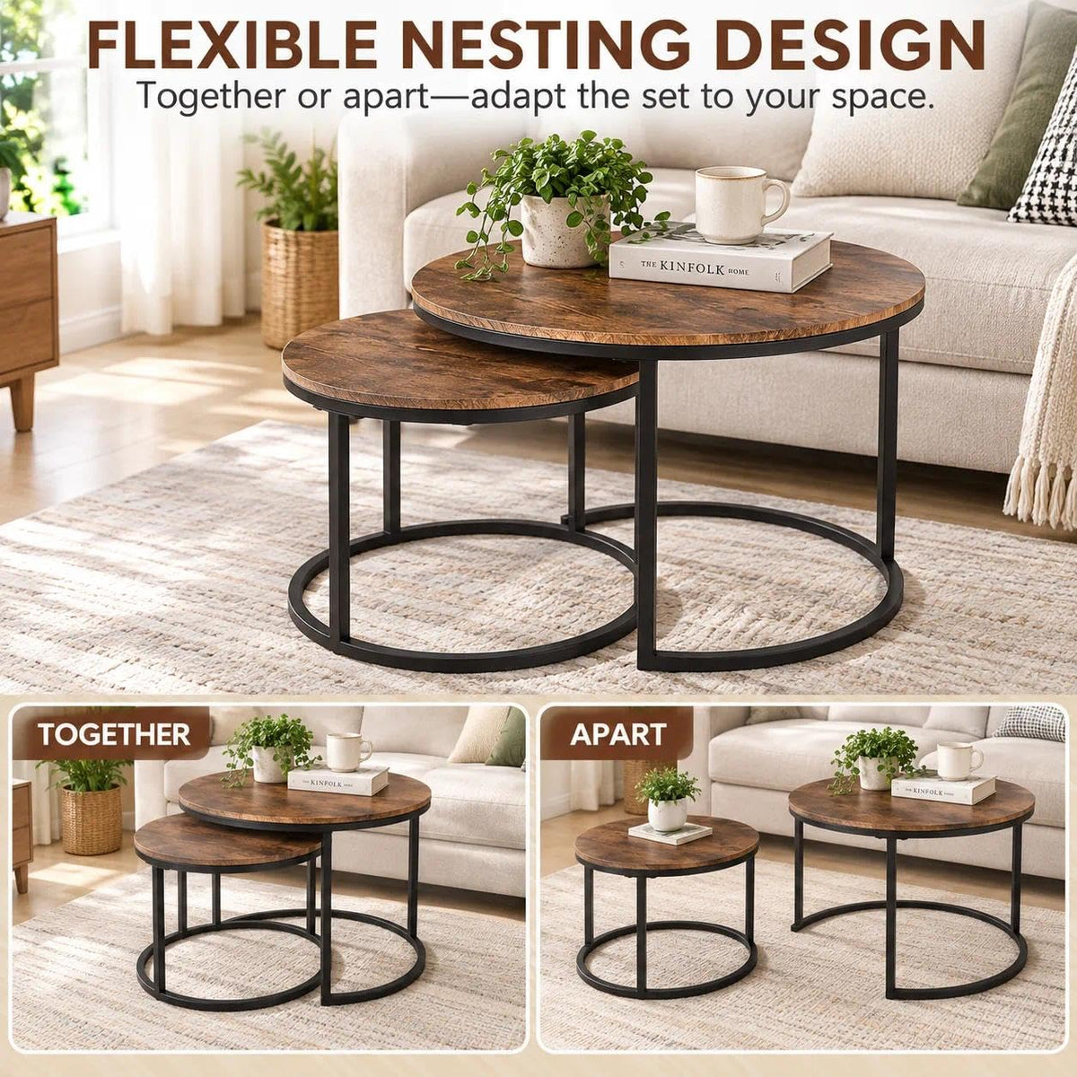 Round Nesting Coffee Table Set of 2 E166276