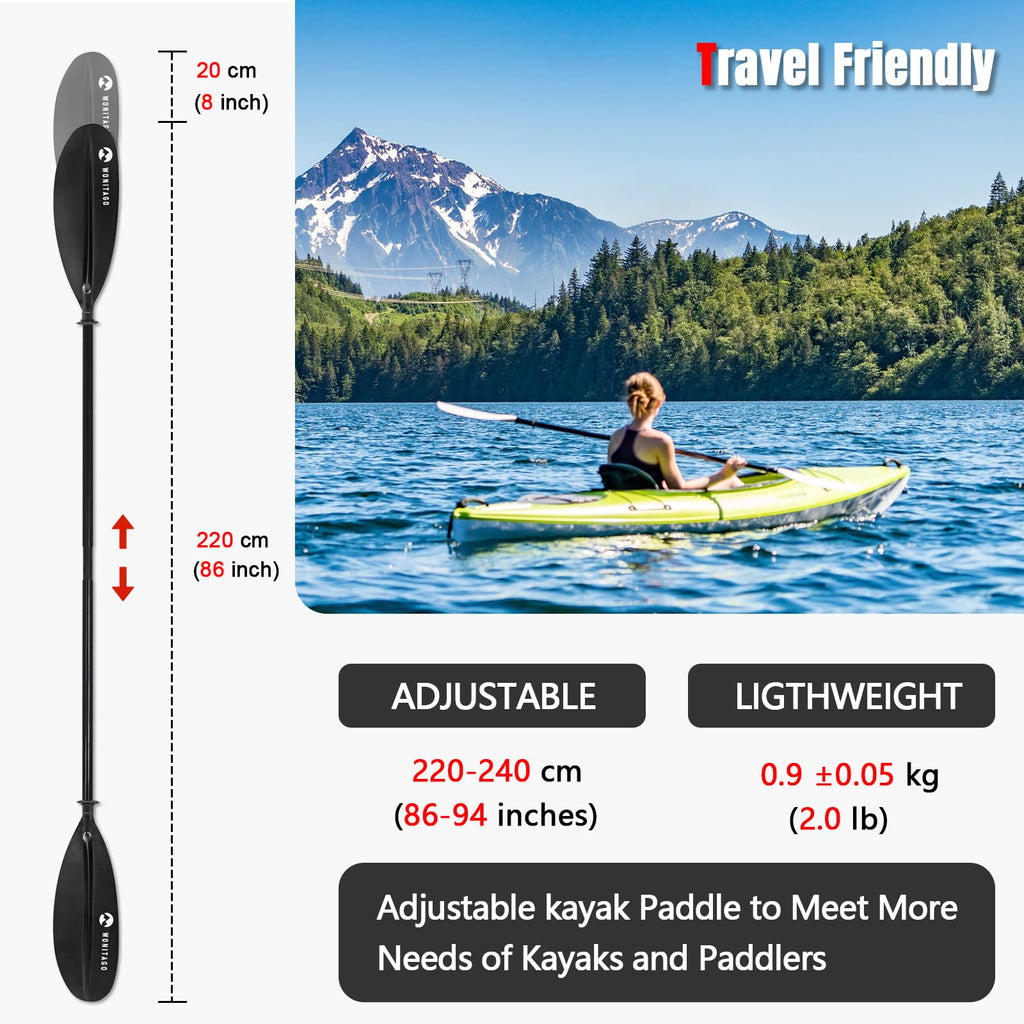 Adjustable Lightweight Carbon Fiber Kayak Paddle J2011