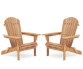Wooden Folding Adirondack Chair Set of 2 Solid Cedar Light Brown Q184