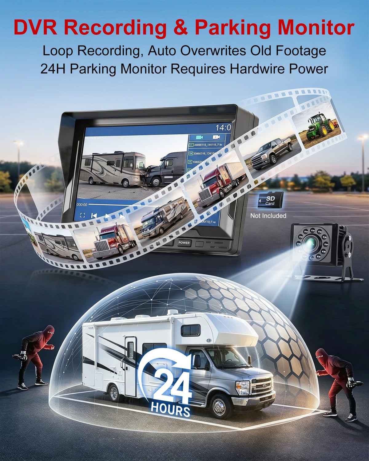 Dual RV Backup Camera System with 7" Split Screen Monitor Z39499