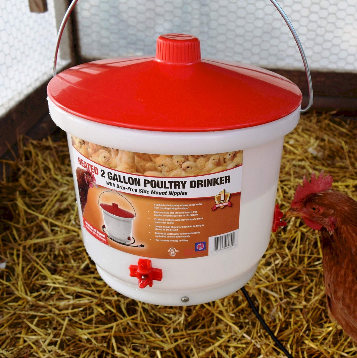 Heated Poultry Waterer Drinker 2-Gal 60W V444939