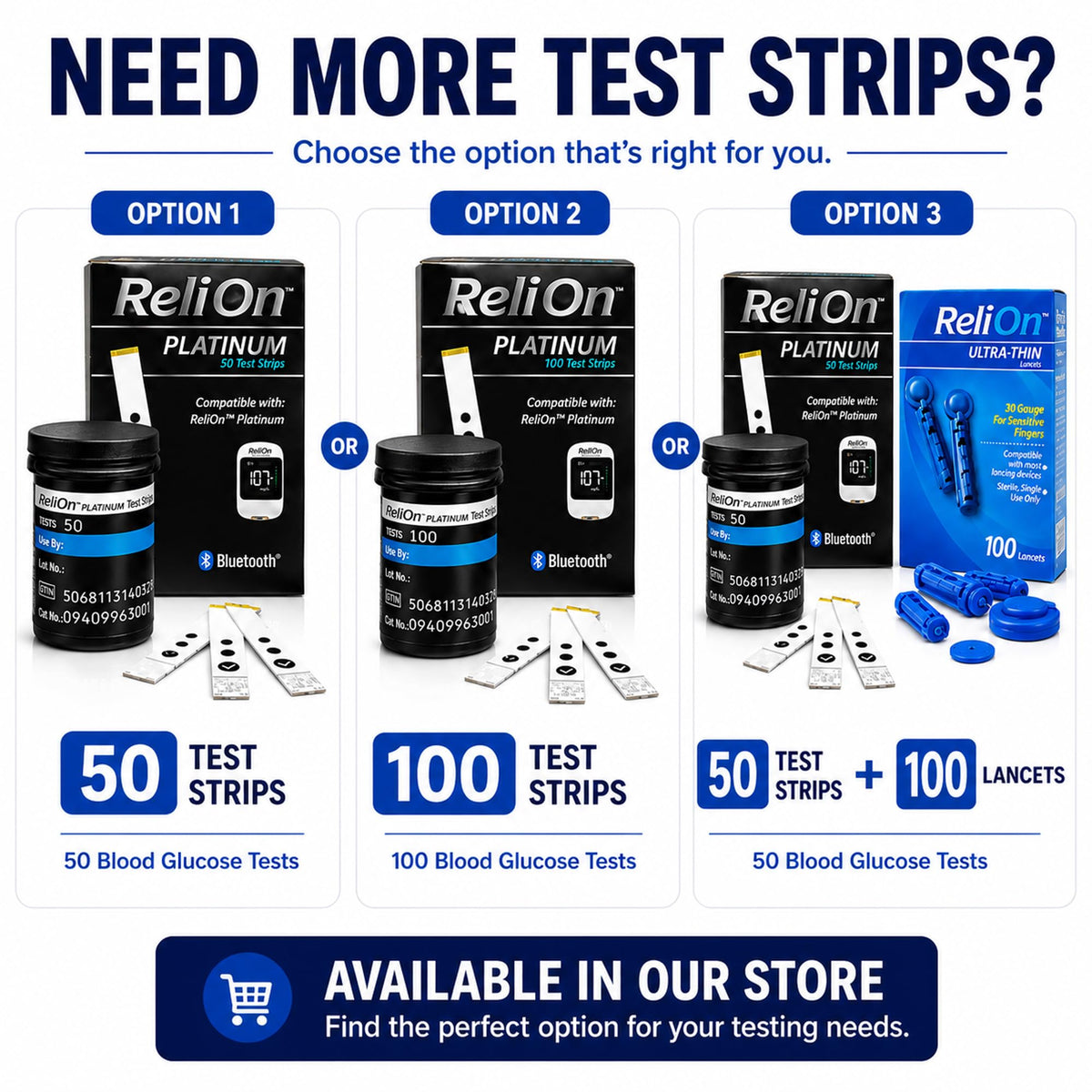 Test Strips 50 count + Lancets for Glucose Monitor Kit J18299