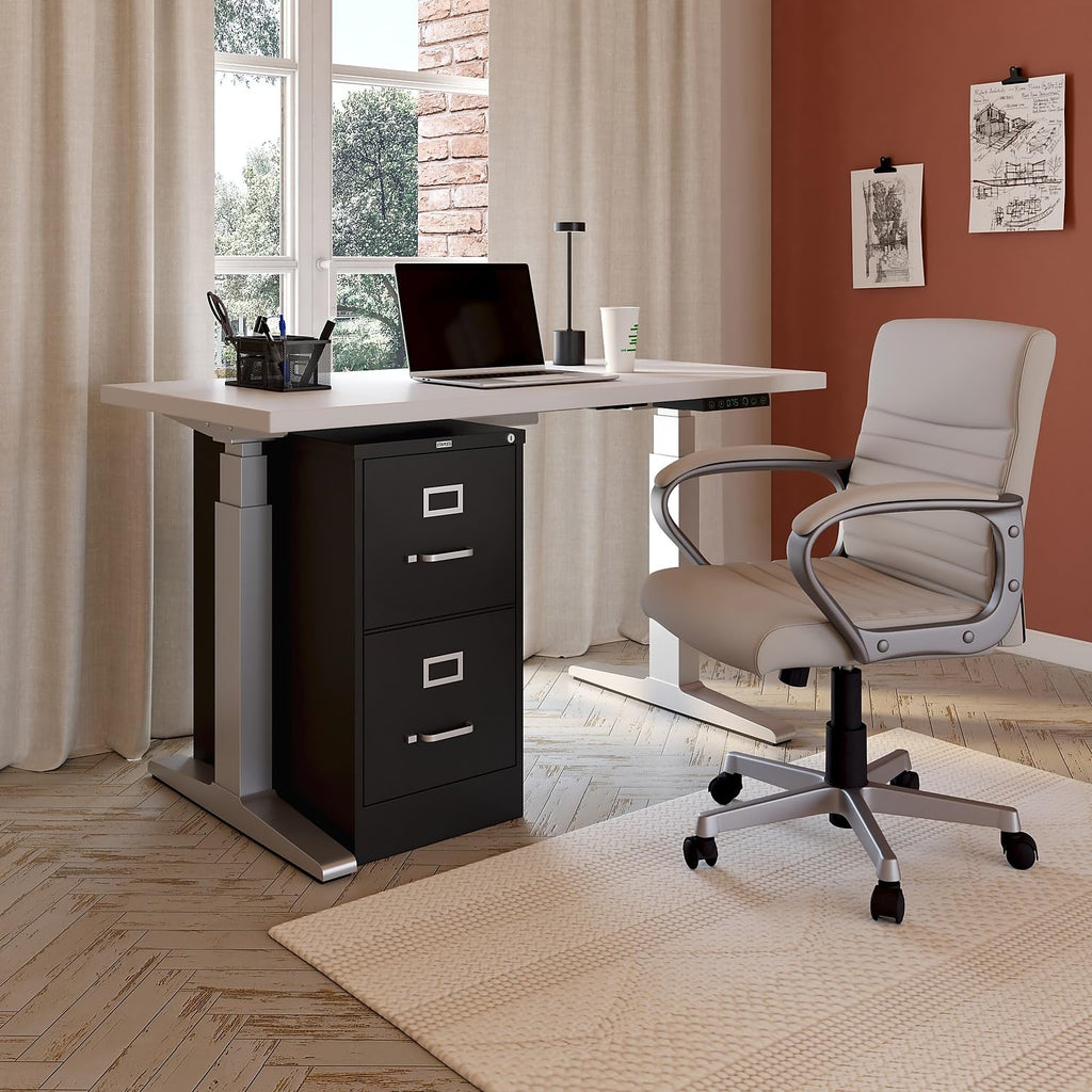 Black 2 Drawer Letter Size Lockable File Cabinet O683257
