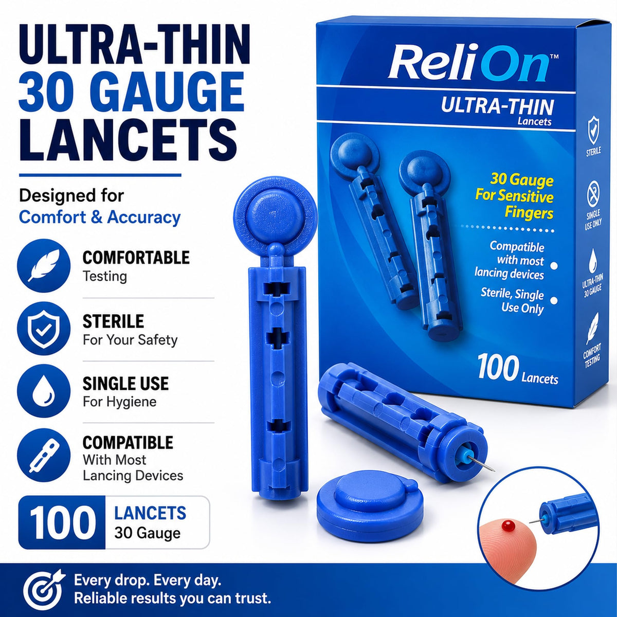 Test Strips 50 count + Lancets for Glucose Monitor Kit J18299